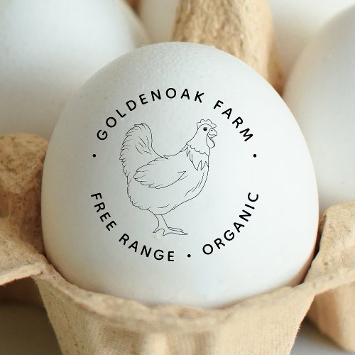 Simple Hand Drawn Personalized Chicken Egg Farm Rubber Stamp