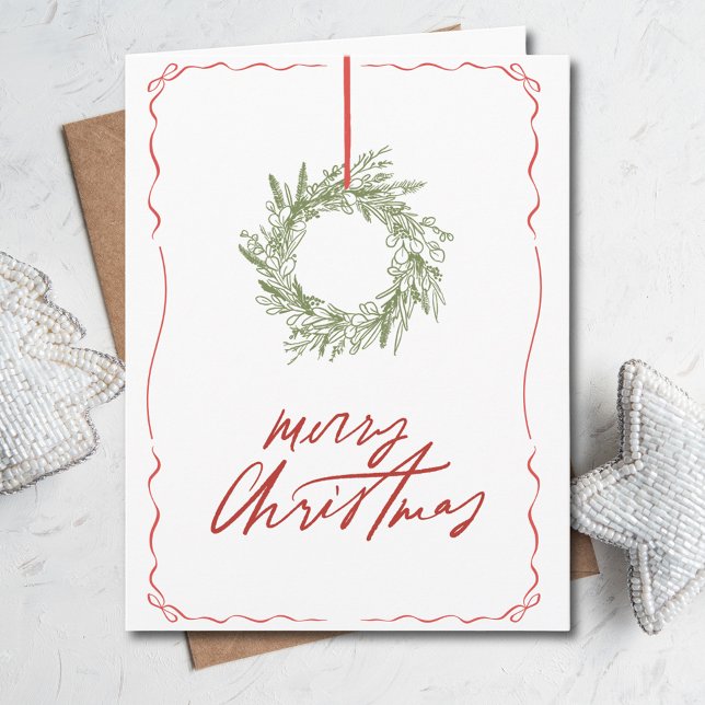 Simple Hand Drawn Photo Folded Christmas Card (Simple Hand Drawn Photo Folded Christmas Card
)