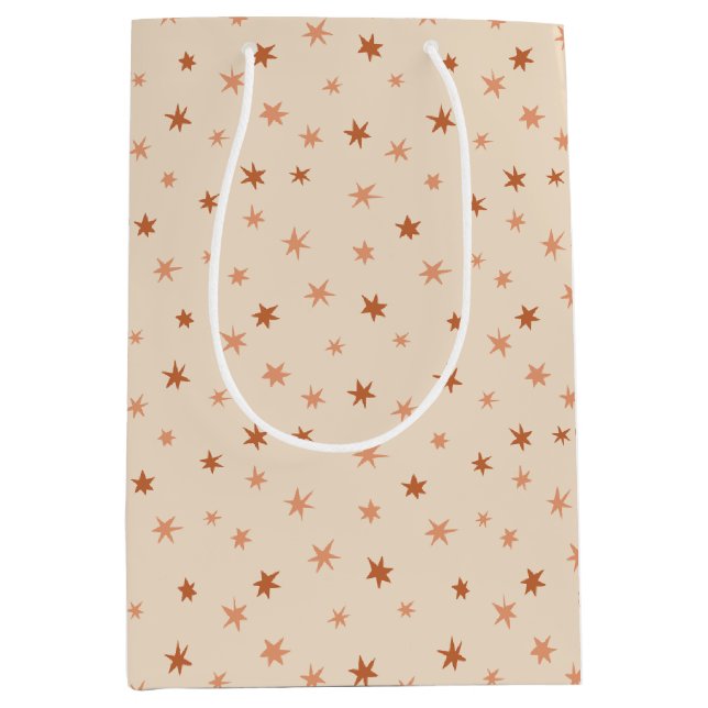 Simple Hand-drawn Scattered Holiday Stars Medium Gift Bag (Front)