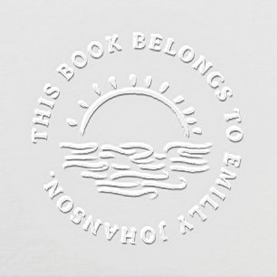 Simple Hand-drawn Sunset Custom Book Embosser