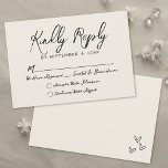 Simple Hand Drawn Vintage Whimsical Wedding RSVP Card<br><div class="desc">Simple Minimalist Wedding RSVP Card with a Vintage Off-White Background. This clean and understated RSVP card is perfect for couples who appreciate modern elegance paired with a touch of vintage charm. The front displays the RSVP details in a simple handwritten style, emphasizing the essential text for a timeless and sophisticated...</div>