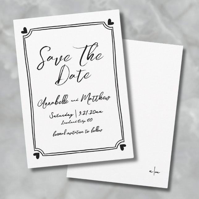 Simple Hand Drawn Wedding Save The Date (Simple Hand Drawn Wedding Save The Date)