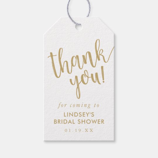 Simple Hand-Lettered Bridal Shower Thank You Favor Gift Tags | Zazzle.com