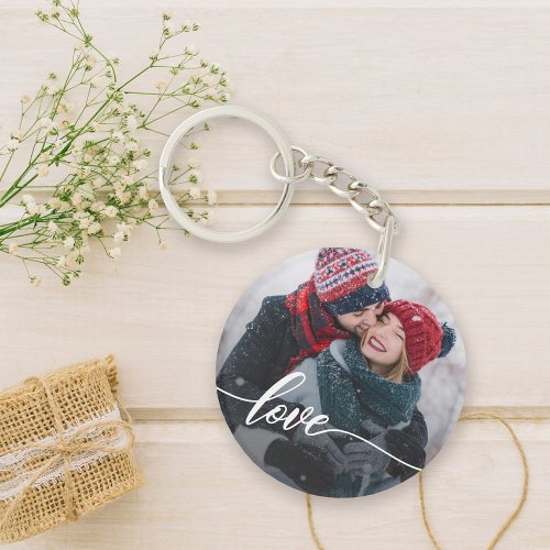 Simple Hand_Lettered Love Photo Keychain