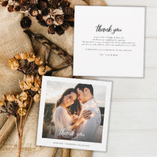 Simple Hand Lettered Photo Wedding Thank you Note Card