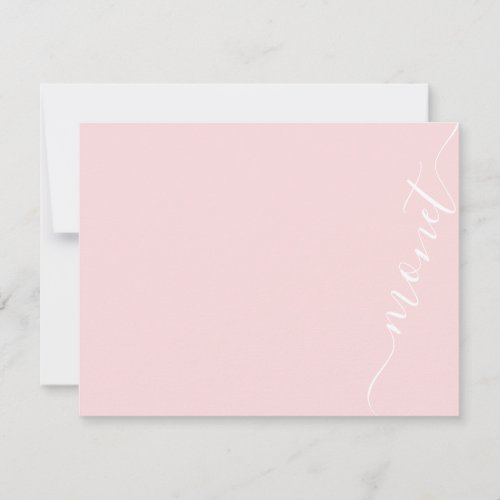 Simple Hand Lettered Script Name Pink Note Card