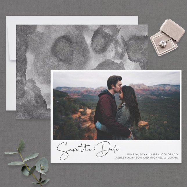 Simple Hand Lettered Script Photo Save the Date Invitation (Creator Uploaded)