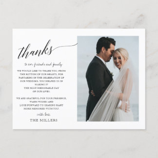 Simple Hand lettered script photo thank you Postcard