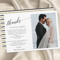 Simple Hand Lettered Script Photo Wedding Thank You Card