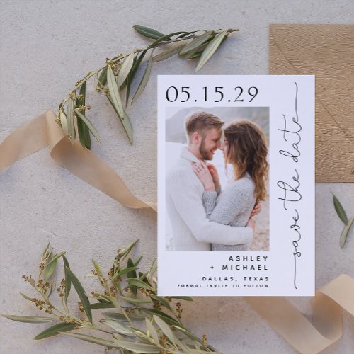 Simple Hand Lettered Script Typography 2 Photo Save The Date