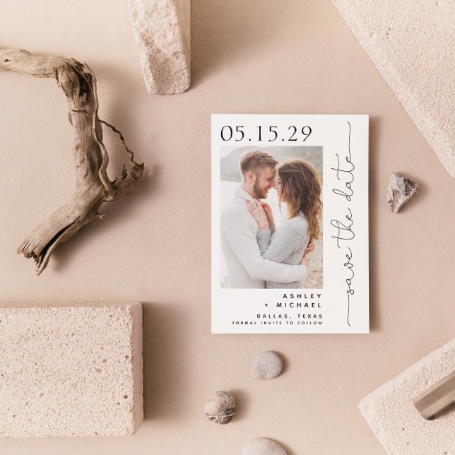 Simple Hand Lettered Script Typography 5 Photo Save The Date (Save Your Date in Style! Elegant & Personalizable Wedding Card. 💍💌 [Add Details])