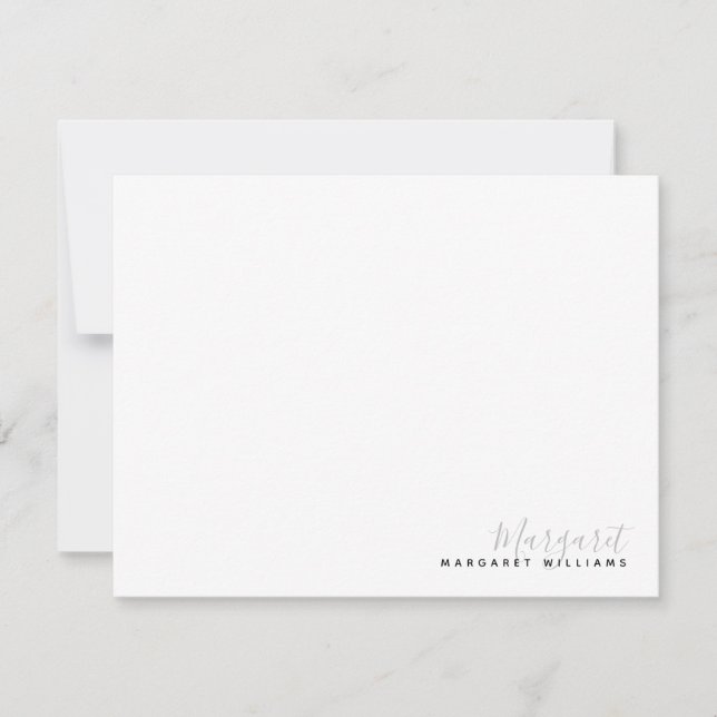 Simple Hand Lettered Signature Above Printed Name Note Card (Front)
