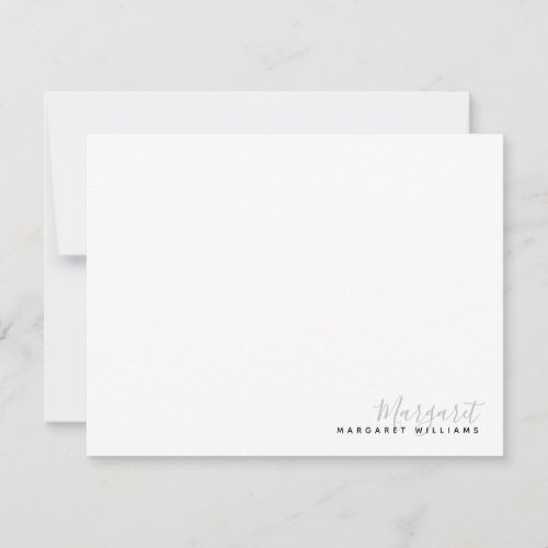 Simple Hand Lettered Signature Above Printed Name Note Card
