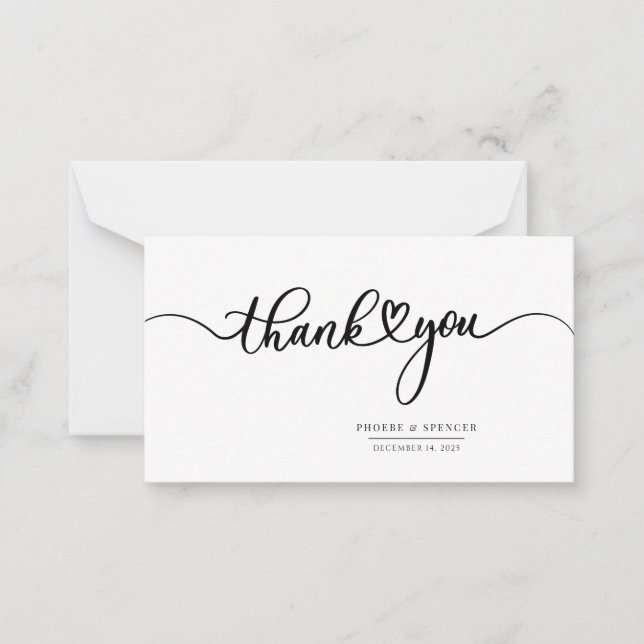 Simple Hand-Lettered Typography Thank You Note Card (Front)