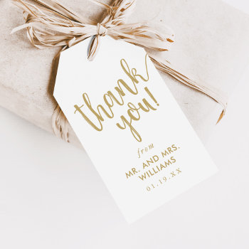 Simple Hand-lettered Wedding Thank You Favor Gift Tags by rileyandzoe at Zazzle