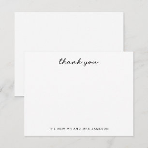 Simple Hand Lettered Wedding Thank You  Note Card