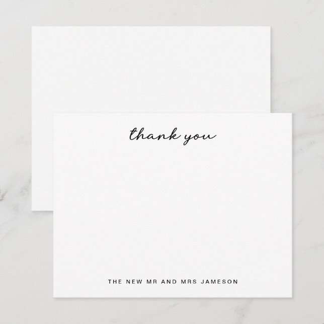 Simple Hand Lettered Wedding Thank You  Note Card (Front/Back)