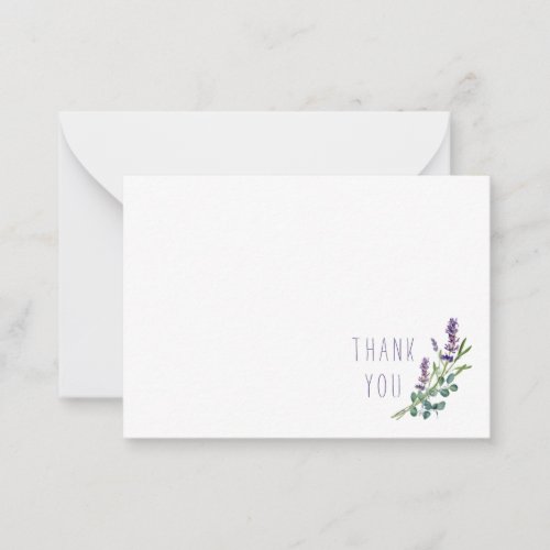 Simple Hand Painted Lavender Foliage Thank You Note Card