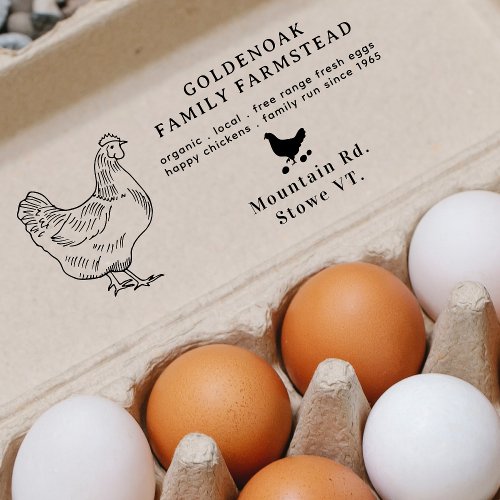 Simple Hand Sketch Personalized Chicken Egg Farm Rubber Stamp