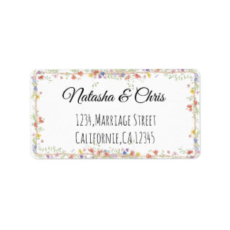 Simple Hand writing Names and floral design return Label
