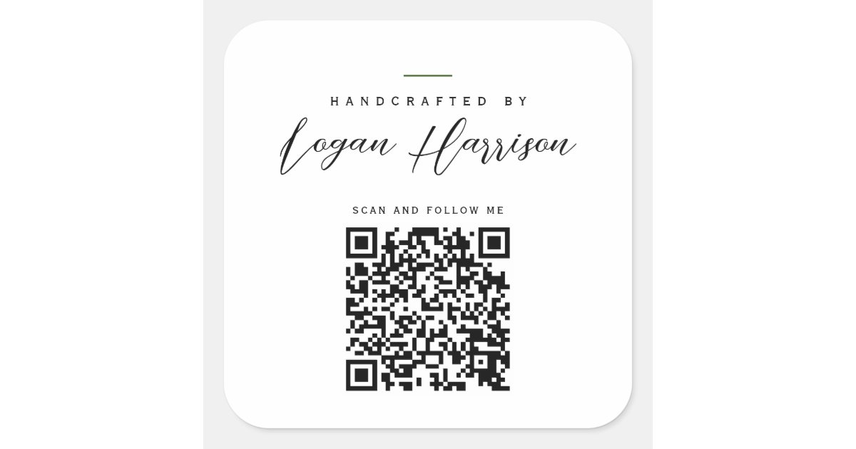 Square Qr Code Sticker Simple Handcrafted By Personalized QR Code Square Sticker | Zazzle