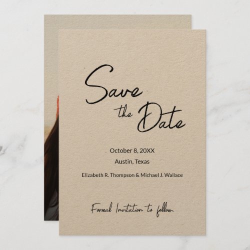 Simple Handlettering Engaged Photo Rustic Wedding  Save The Date
