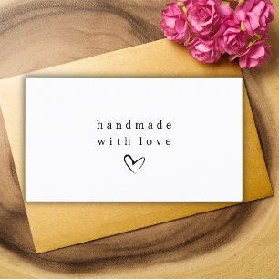 Simple Handmade with Love Heart Black and White Business Card