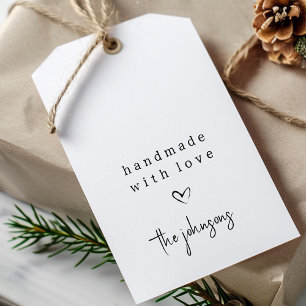Simple Handmade with Love Heart Black and White Gift Tags