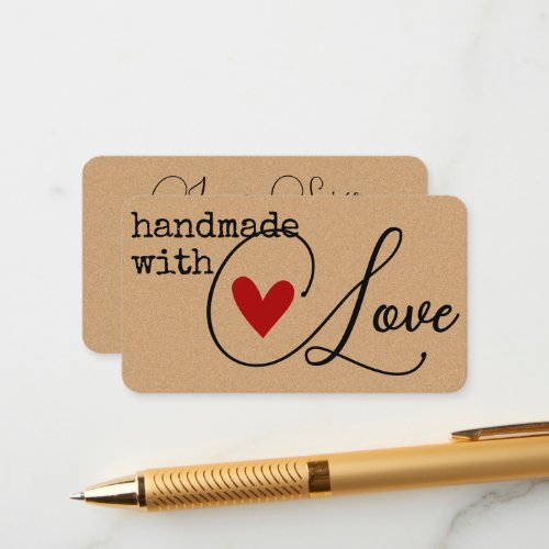 Simple Handmade with Love Heart Simple Stylish  Enclosure Card