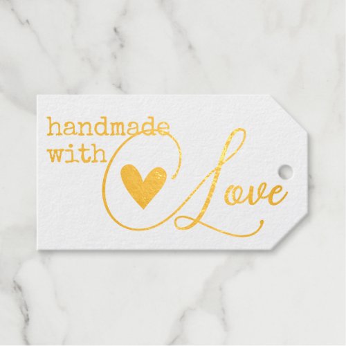 Simple Handmade with Love Heart Simple Stylish  Foil Gift Tags