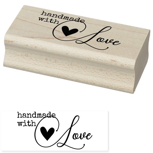 Simple Handmade with Love Heart Simple Stylish  Rubber Stamp