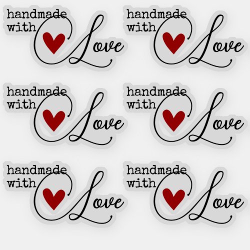 Simple Handmade with Love Heart Simple Stylish  Sticker