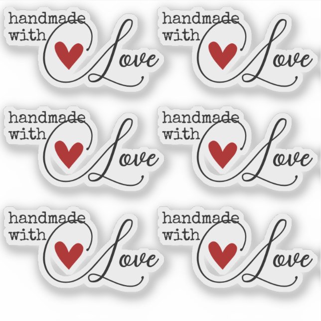 Simple Handmade with Love Heart Simple Stylish  Sticker (Front)
