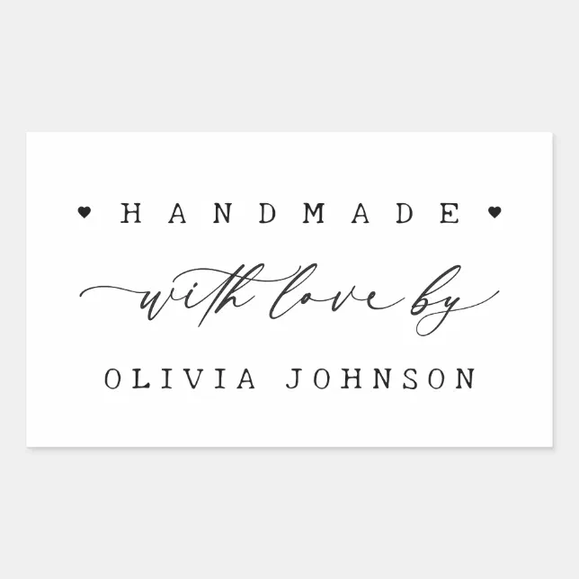 Simple Handmade with Love Script Business Rectangular Sticker | Zazzle