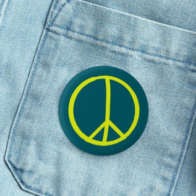 Simple handpainted bright yellow peace sign button (Creator Uploaded)