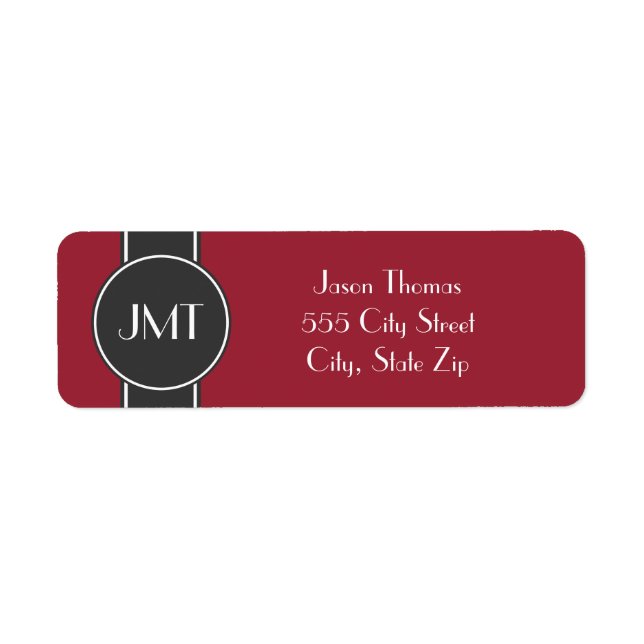 Simple Handsome Monogram Black and Red Label (Front)