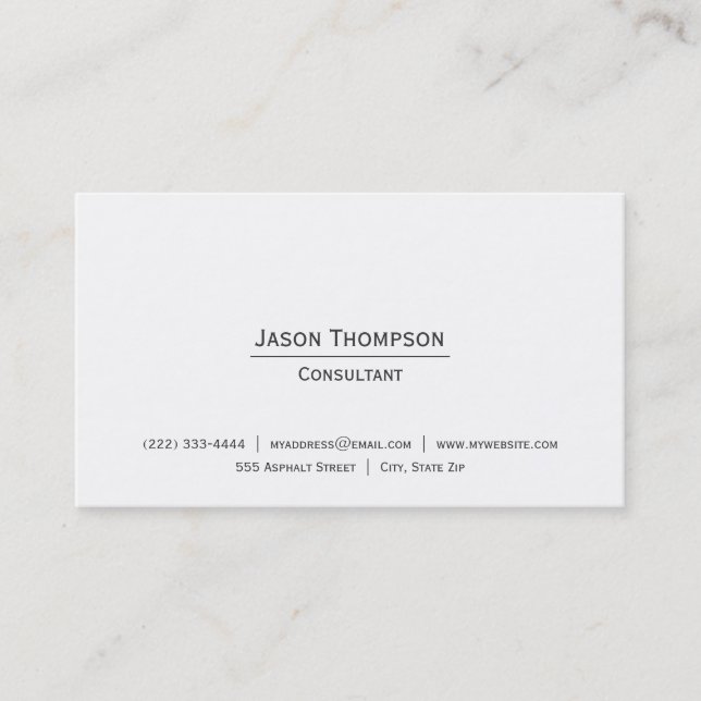 Simple Handsome Professional Black and White Business Card (Front)
