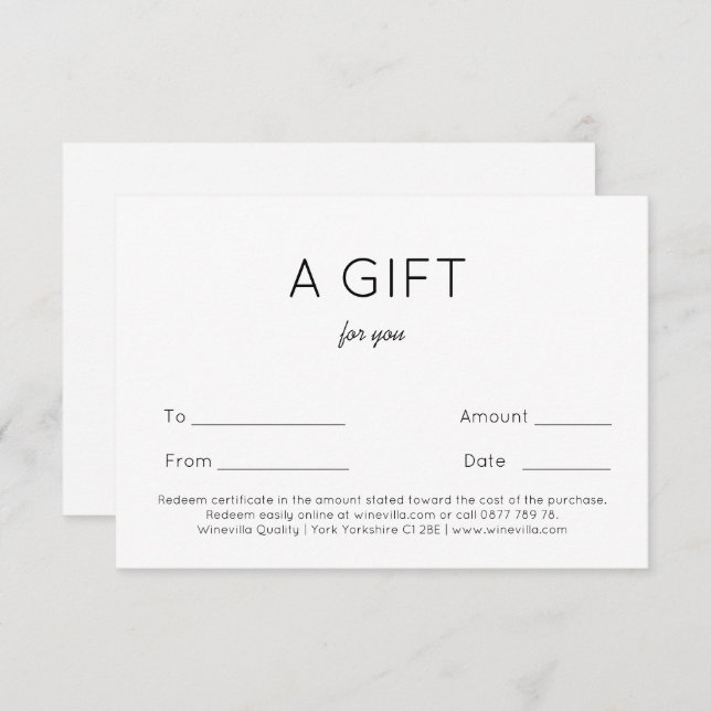 Simple Handwriting Business Gift Certificate (Front/Back)