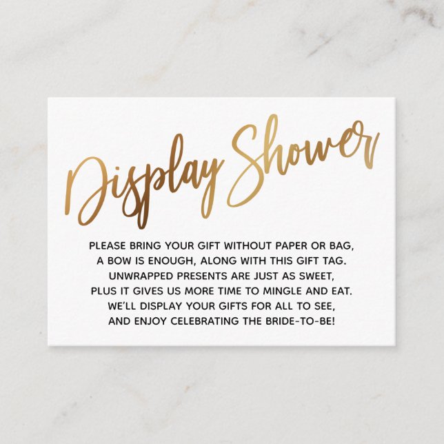 Simple Handwriting Display Bridal Shower Enclosure Card (Front)