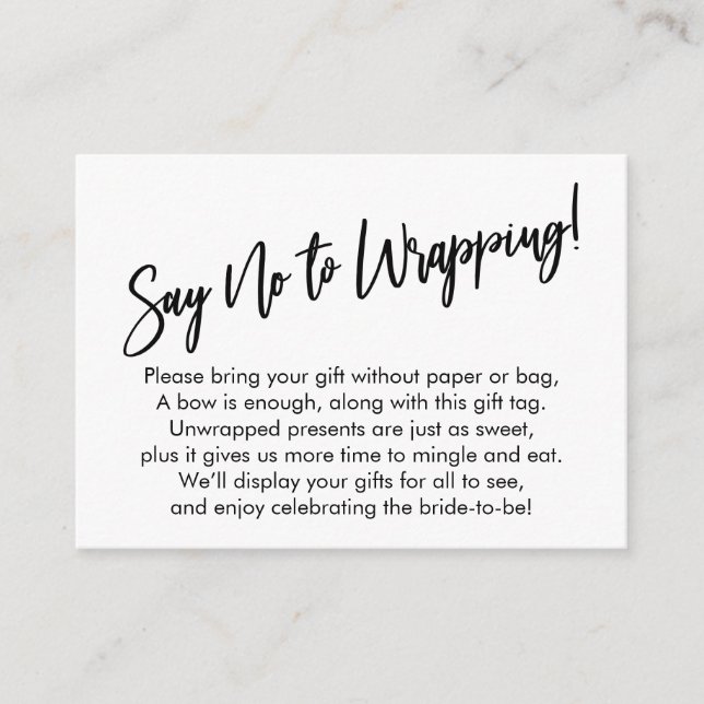 Simple Handwriting Display Bridal Shower Gift Card (Front)