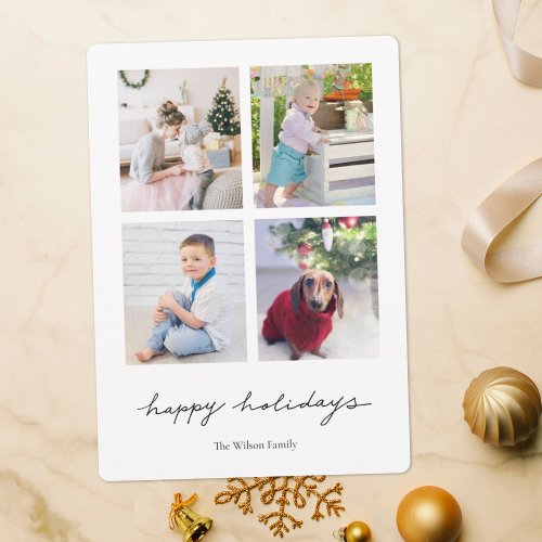 Simple Handwriting Multi Photo Collage Holiday Card