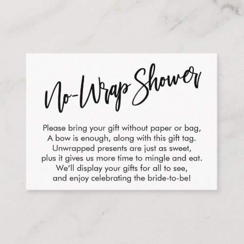 Simple Handwriting No_Wrap Shower Enclosure Card