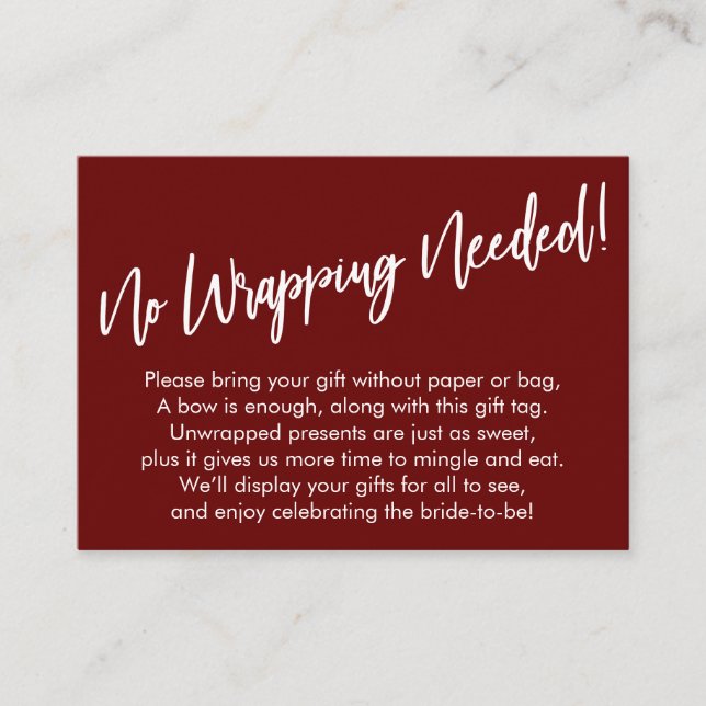 Simple Handwriting No Wrapping Needed! Enclosure Card (Front)