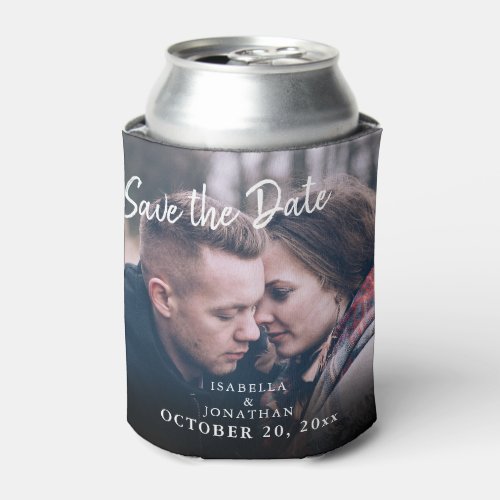 Simple Handwriting Photo Save The Date Can Cooler