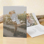 Simple Handwriting Photo Wedding Thank You Card<br><div class="desc">This simply stylish custom photo wedding thank you card template features a warm, minimalist, modern design. On the front we've added a semi-transparent gray layer between the photo layer and the text layer to allow the text to stand out more by reducing the sharpness of the photo. So when you...</div>