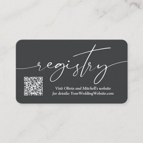 Simple Handwriting QR Code Wedding Registry  Enclosure Card