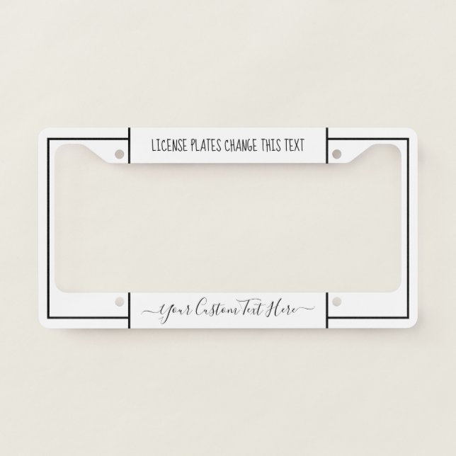Simple Handwriting Signature License Plate Frame (Front)