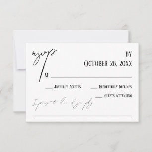 Simple Handwriting Song Request Wedding White RSVP Card