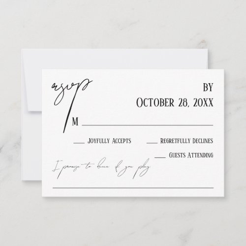 Simple Handwriting Song Request Wedding White RSVP Card