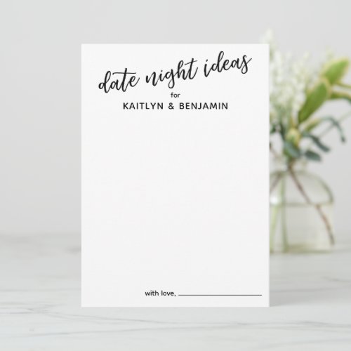 Simple Handwriting Typography Date Night Ideas Advice Card
